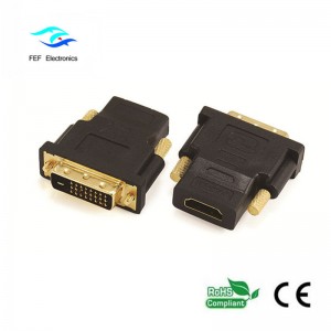 Adaptador DVI (24 + 1) macho a HDMI hembra dorado / niquelado Código: FEF-HD-004