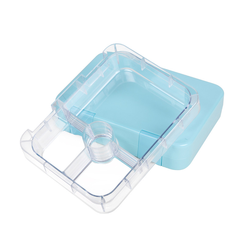 Bento Lunch Box a prueba de fugas para niños y adultos, color azul, 4 compartimentos