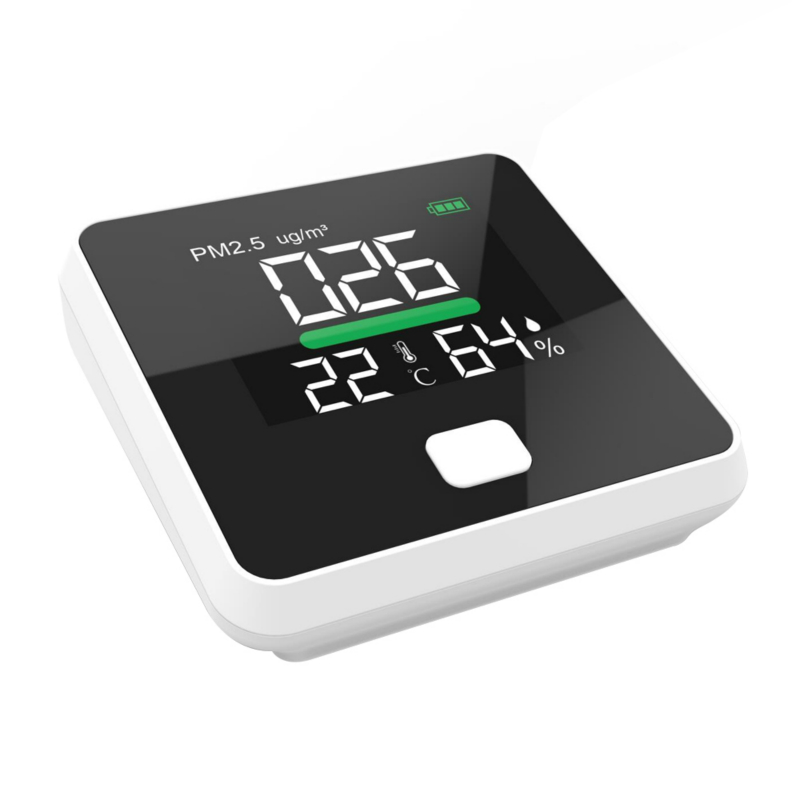 Monitor de contaminación de la calidad del aire, detector de polvo, medidor de temperatura y humedad, sensor, probador; Detecte el polvo de micras PM2.5 / PM10 / PM1.0, pruebe el gas compuesto orgánico volátil TVOC en interiores