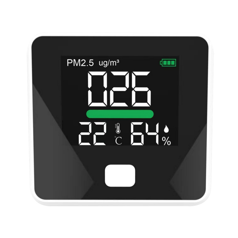 Monitor de contaminación de la calidad del aire, detector de polvo, medidor de temperatura y humedad, sensor, probador; Detecte el polvo de micras PM2.5 / PM10 / PM1.0, pruebe el gas compuesto orgánico volátil TVOC en interiores