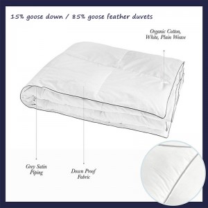 85/15 Duose Down Duvet Interior con caja pequeña construcción