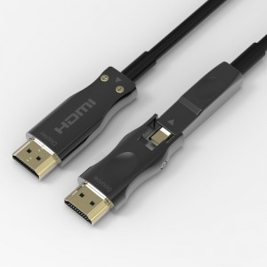 Cable de fibra óptica desmontable HDMI compatible con 4K 60Hz 18Gbps de alta velocidad, con conectores Micro HDMI y HDMI estándar duales