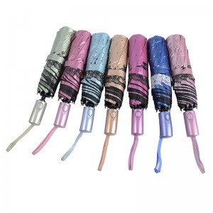 Material especial color azul Recubrimiento UV 3 veces Paraguas de apertura automática y cierre automático