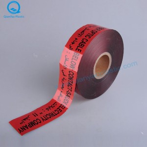 Arabia Saudita PELIGRO / PRECAUCIÓN Cinta de advertencia de cable de telecomunicaciones subterráneo; Cable de fibra óptica debajo de la cinta de advertencia Undergournd