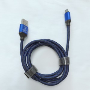 Cable de red de pescado trenzado Carcasa redonda de aluminio Cable USB para micro USB, tipo C, iPhone carga y sincronización de rayos