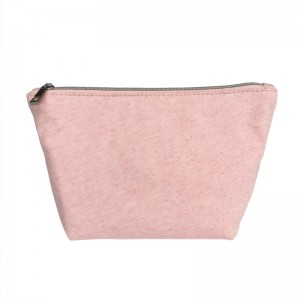 Bolso cosmético portátil con cremallera de fibra natural pequeña y portátil