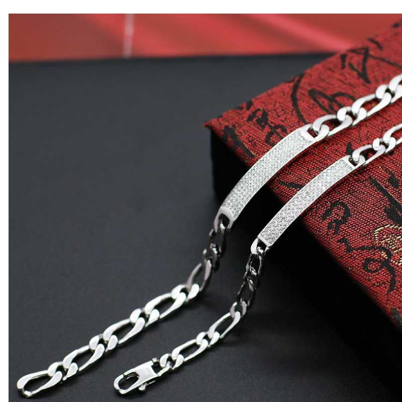 S925 Pulsera de mezclilla de mosaico de moda de plata Pulsera de alta calidad para hombres atmosféricos