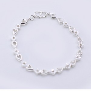 990 Pulsera de plata de corazón a corazón de flores Pulsera de plata de temperamento