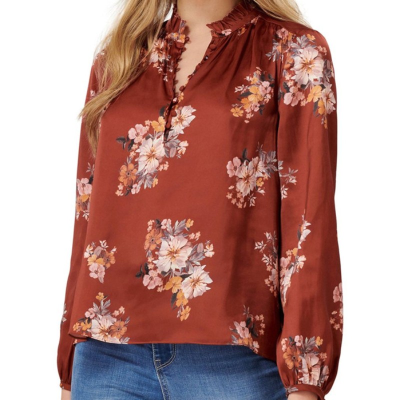 Nueva blusa de manga larga con estampado floral para mujer