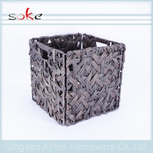 canasta de mimbre apilable de mimbre que hace punto de almacenamiento