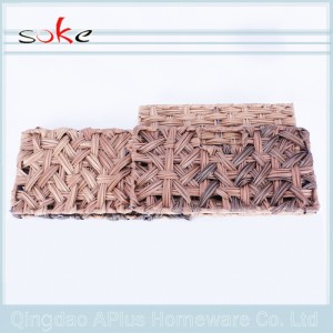 canasta de mimbre apilable de mimbre que hace punto de almacenamiento