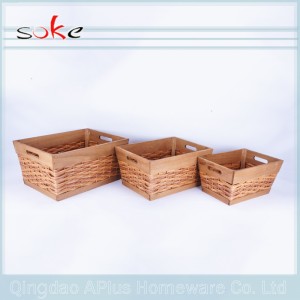 cesta de almacenamiento de mimbre pp tejida al por mayor hecha a mano