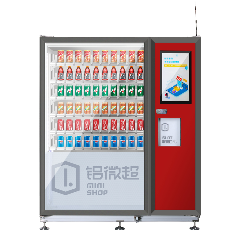 SWIFT Nuevo modelo Tienda de conveniencia de aluminio Combo automático de bebidas frías Anuncio Máquina expendedora de autoservicio con pantalla LCD