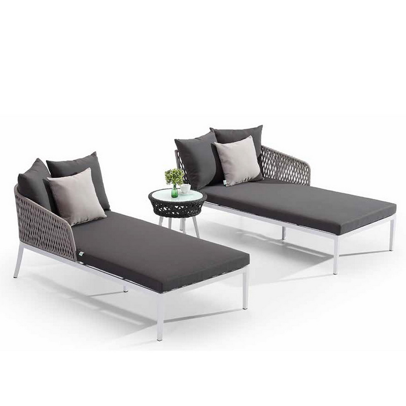 Conjunto de silla de muebles de salón de ratán al aire libre doble