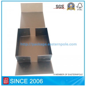 Caja de papel plegable de lujo negro del sello del imán