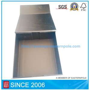 Caja de papel plegable de lujo negro del sello del imán