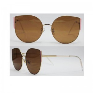 Venta al por mayor logotipo personalizado gafas de sol de metal mujeres Big Cat Eyes Frame