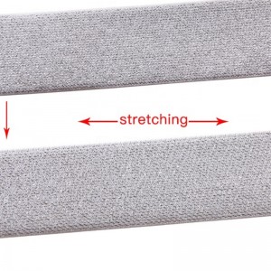 11 # Frosted Silver Glitter Buena Calidad Alta Elasticidad Personalizada Tejida 1.8 pulgadas Cinta Elástica Cinta Metálica Elástica