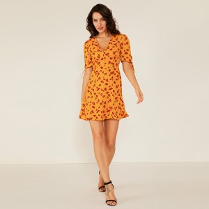 Fábrica profesional OEM mujeres verano Casual Swing estampado floral vestido