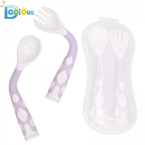 Utensilios para bebés de viaje para niños pequeños, redondos y lisos, para llevar, cucharas y tenedores para niños pequeños