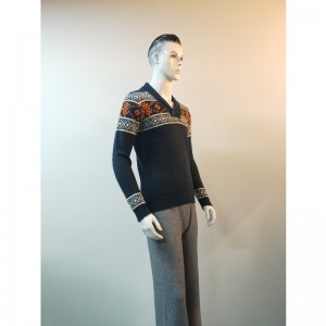 SUDADERA NAVY PRINT V-NECK RLMS0058F