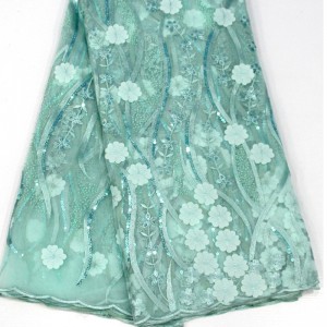 Flor de encaje 3d con lentejuelas Tela africana del cordón francés de alta calidad para el banquete de boda Tela neta del cordón del bordado
