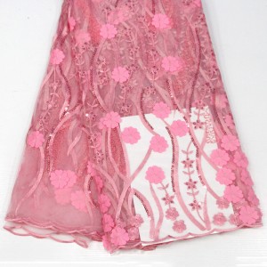 Flor de encaje 3d con lentejuelas Tela africana del cordón francés de alta calidad para el banquete de boda Tela neta del cordón del bordado