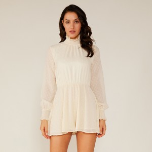 Vestido corto de encaje blanco de la gasa de la moda de las señoras del verano vestido corto