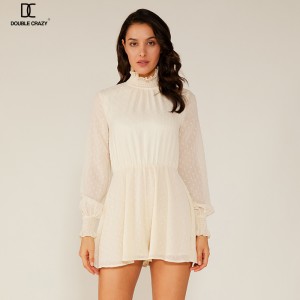 Vestido corto de encaje blanco de la gasa de la moda de las señoras del verano vestido corto