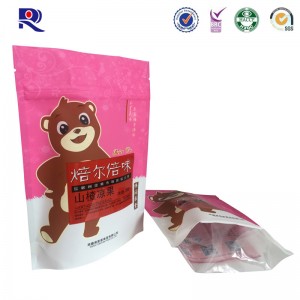 Plástico laminado de pie bolsa de cremallera para aperitivos