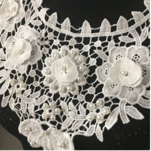 Nueva llegada cuello cuello con abalorios apliques encaje