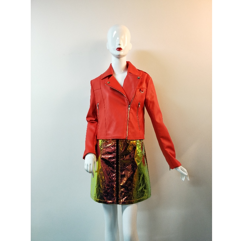 CHAQUETA BIKER ROJA PU RLWPJ0004N