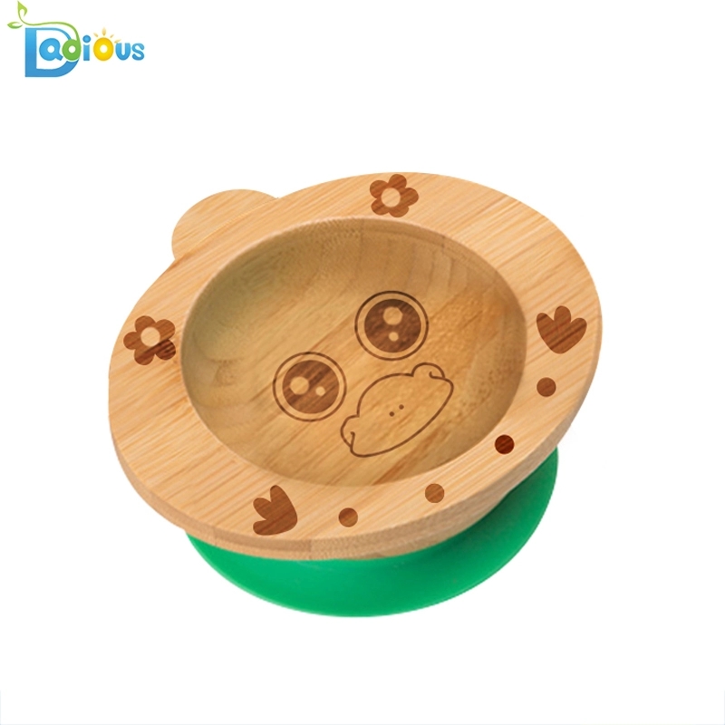 Venta al por mayor Barato bebé Platos Bambú Biodegradable Bamboo Baby Plate Personalizado Bebé Bambú Tazón de succión