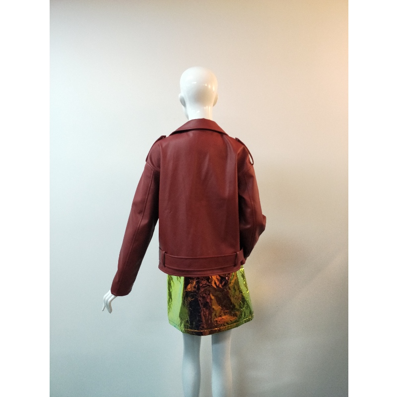 CHAQUETA BIKER BURGUNDY PU RLWPJ0025N