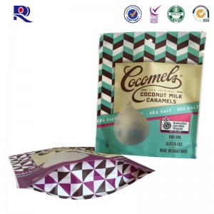 Impresión y laminado plástico plegable de pie bolsa chocolate leche Coco