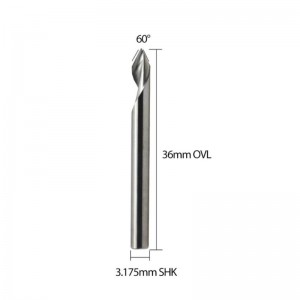 Herramienta de grabado en espiral de ranura en V de 60 grados Bits de enrutador CNC de fondo plano Vástago de 1/8 de pulgada para aluminio MDF Madera dura Cobre 5PCS