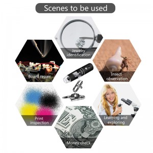 Microscopio digital inalámbrico 50X a 1000X, cámara de endoscopio de aumento de 8 LED con estuche y soporte de metal, compatible con Android Windows 7 8 10 Linux Mac