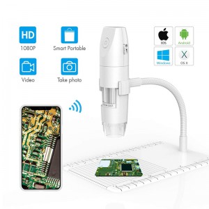 Microscopio WiFi 50X a 1000X Microscopio digital inalámbrico, Soporte de observación de brazo flexible con cámara 1080P HD 2.0 MP 8 LED, Mini microscopio portátil para PC con Android iOS