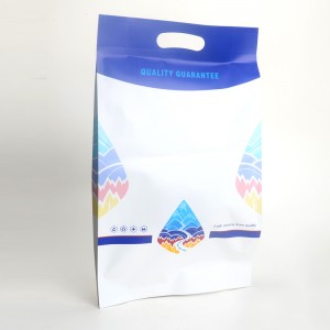 bolsa de comida para mascotas bolsas de papel de aluminio con fondo plano de plástico con orificio colgante mango troquelado