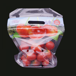 Bolsa de embalaje ecológica de plástico transparente con cierre de vegetales y orificios de ventilación