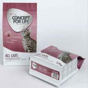 Bolsas de plástico de fondo plano con cremallera Ocho bolsas de plástico selladas para embalaje de bolsas de alimentos para mascotas