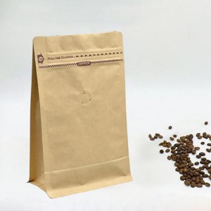 Bolsa de embalaje con cremallera de válvula de reciclaje al por mayor OEM Escudete lateral de fondo plano Levántese la bolsa de café de impresión personalizada