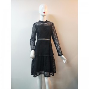 VESTIDO DE ENCAJE PARA SEÑORA EN NEGRO JLWD0038