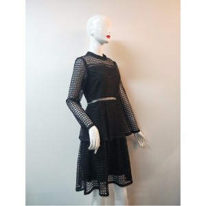 VESTIDO DE ENCAJE PARA SEÑORA EN NEGRO JLWD0038
