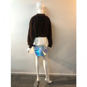 ABRIGO DE PIEL CORTA MARRÓN PARA MUJER RLWF0001