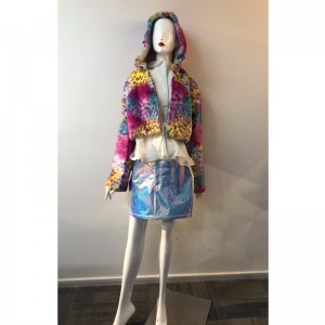 ABRIGO DE PIEL CORTA COLOREADO PARA MUJER RLWF0006