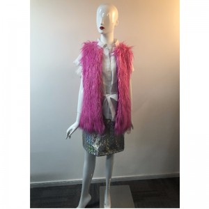 SEÑORA MAGENTA SHAGGY GILET RLWF0023