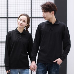 # TC-Polos de golf sólidos de manga larga de algodón de ajuste regular