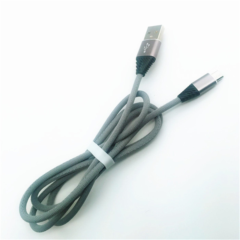 KPS-1004CB Micro Custom tejido de algodón 1m 2.2a cable micro usb de carga rápida para android