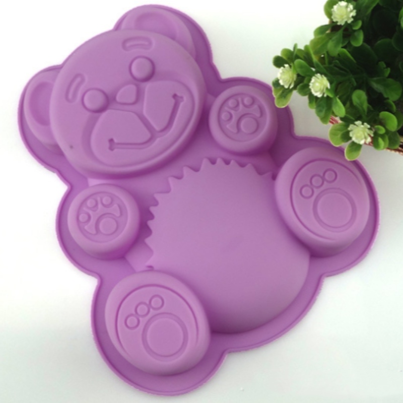 Molde de pastel de oso pequeño de silicona molde de pastel de rosa de gran tamaño único agujero placa de horneado de flores grandes herramienta de horneado DIY